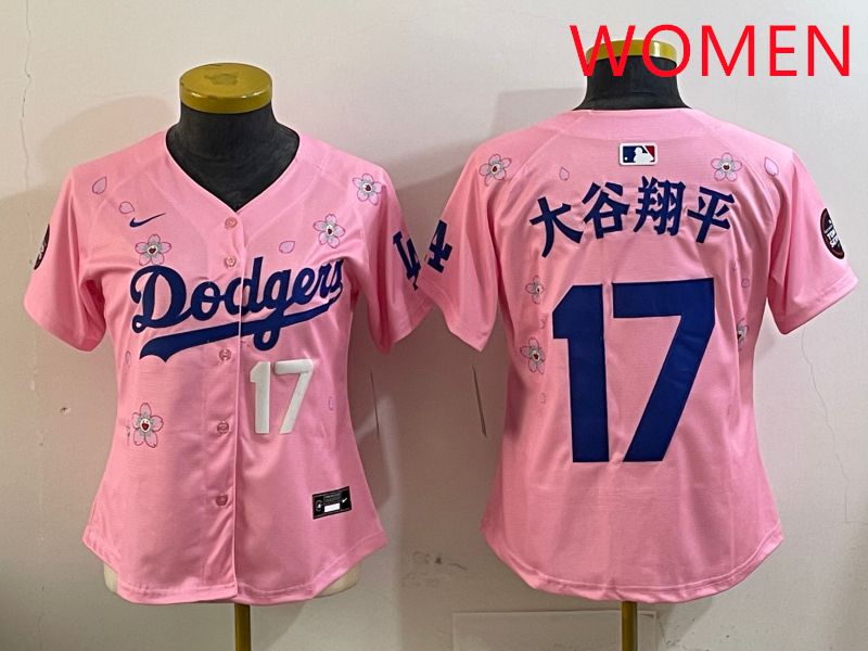 Women Los Angeles Dodgers #17 Ohtani Pink Sakura Edition 2025 Nike MLB Jersey style 7